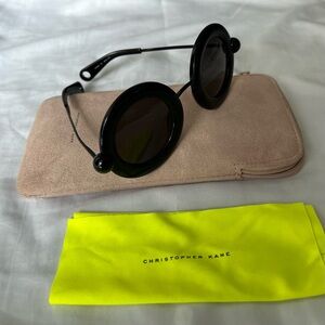 Christopher Kane Black Round Sunglasses CK0005S 001